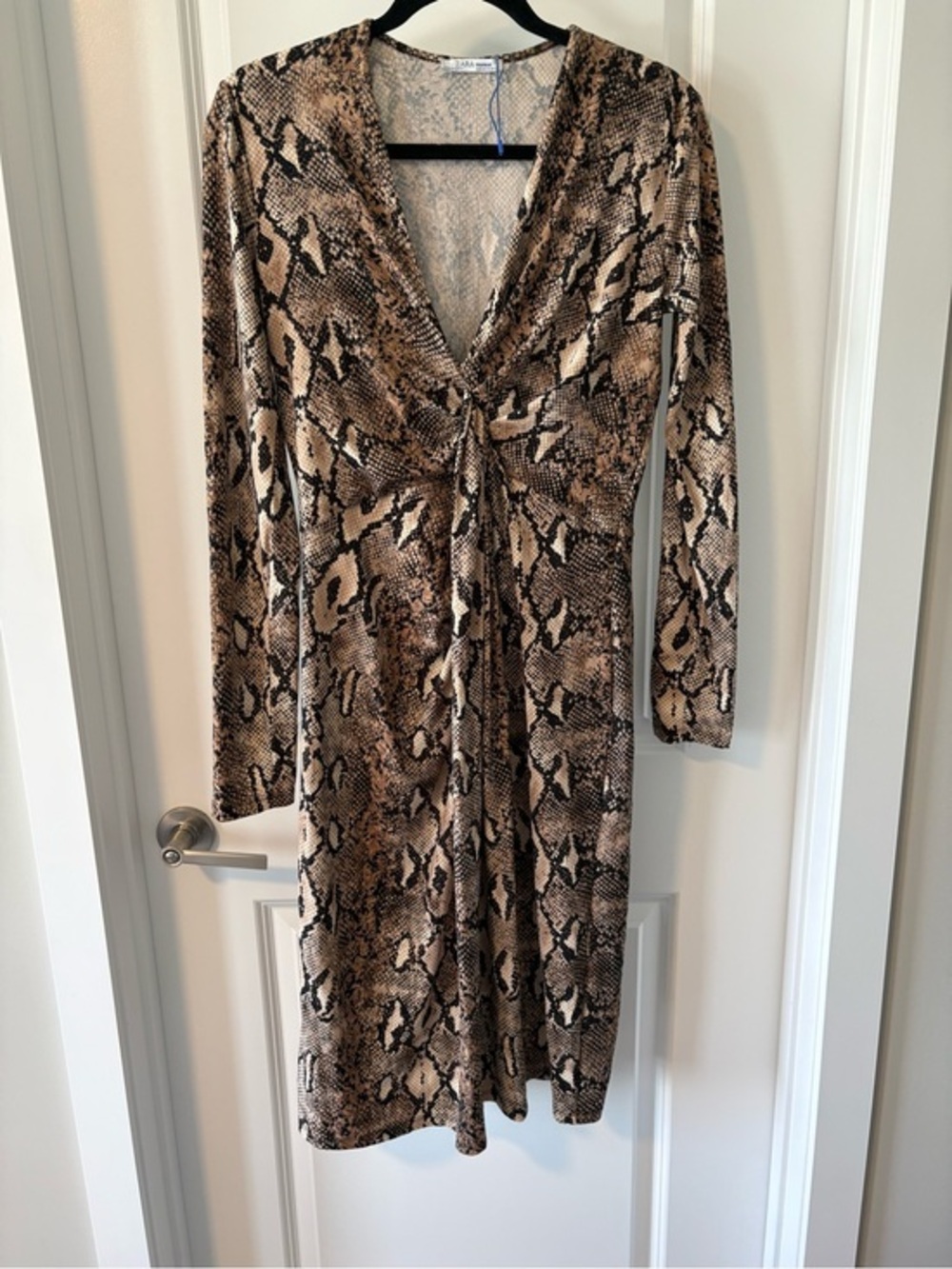 Zara Trafaluc Python Print Knot Front Midi Dress Size Medium